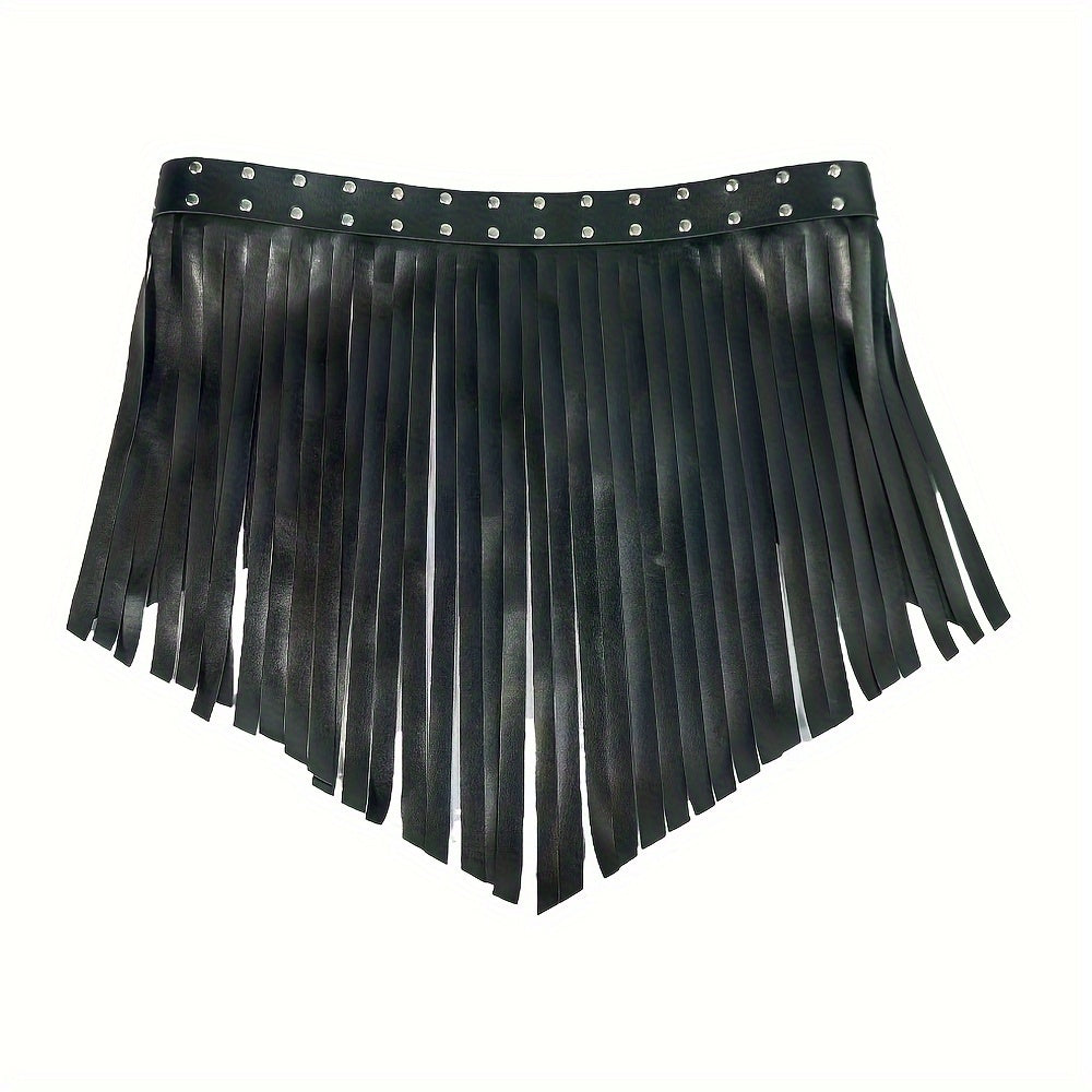 Temptress Fringe Mini Leather Skirt