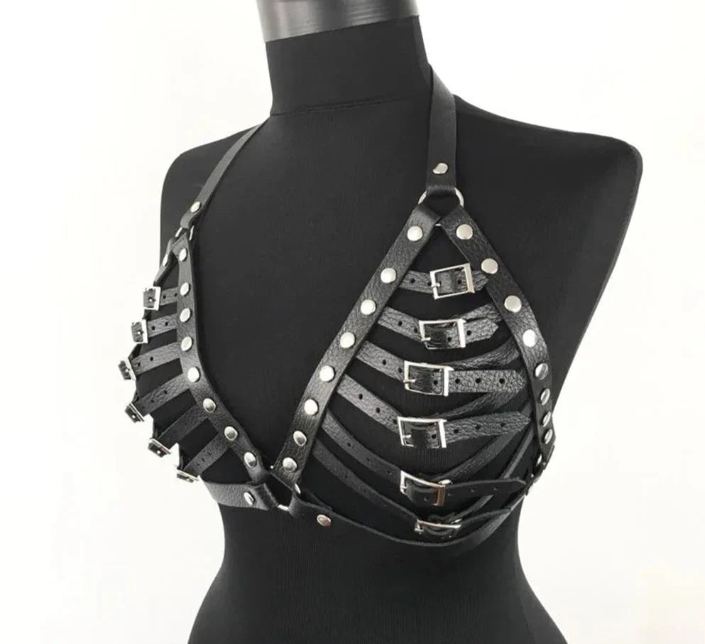 Nerissa Siren Leather Harness Bra