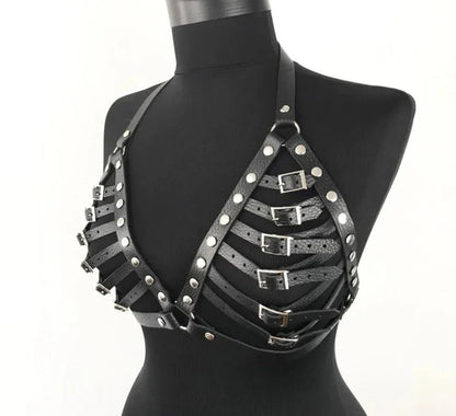 Nerissa Siren Leather Harness Bra