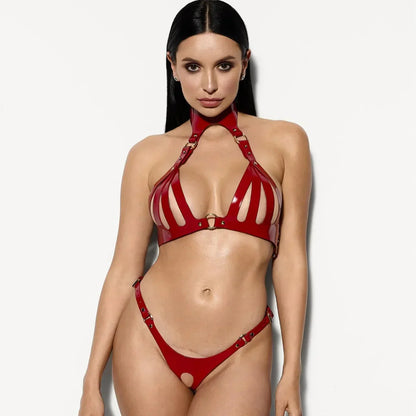 Valeria Faux Leather Lingerie Set