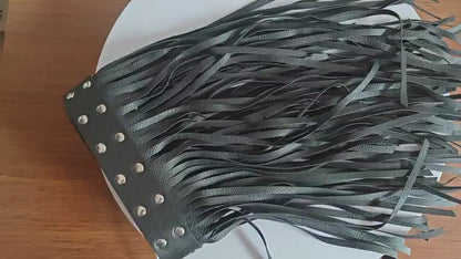 Temptress Fringe Mini Leather Skirt