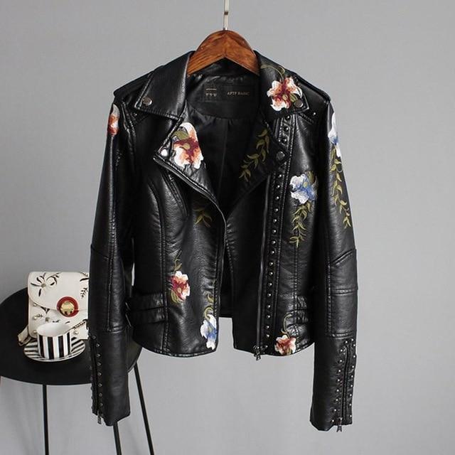 Floral Leather Jacket