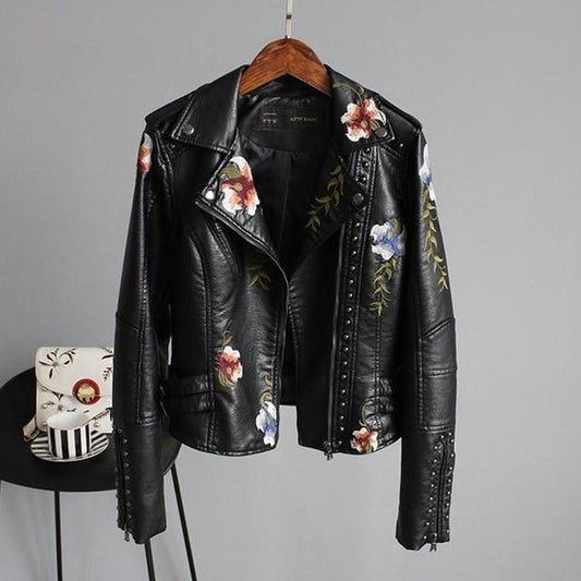 Floral Leather Jacket
